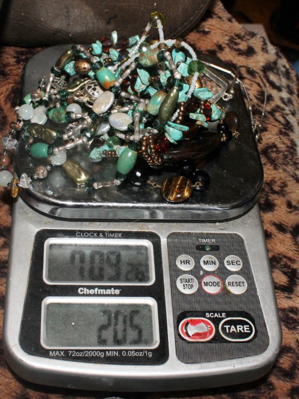 205 Grams of Turquoise Tigers Eye Nature Stone Beads Necklace 925 Sterling Lot - Picture 7 of 7